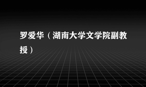 罗爱华（湖南大学文学院副教授）