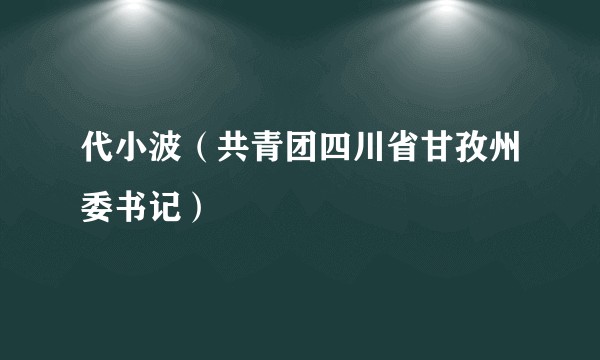 代小波（共青团四川省甘孜州委书记）