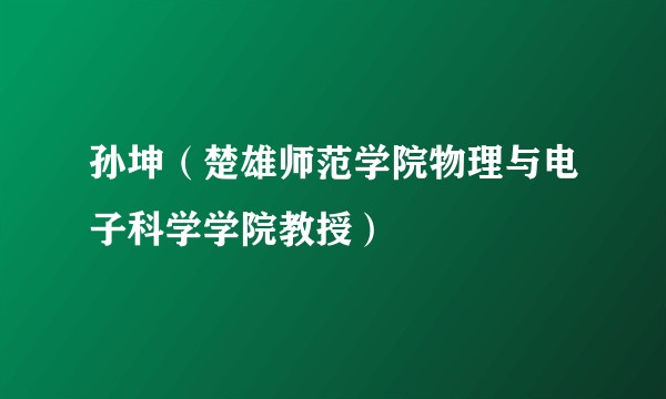 孙坤（楚雄师范学院物理与电子科学学院教授）