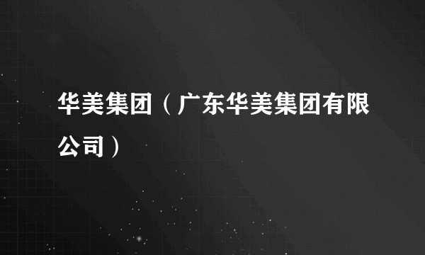 华美集团（广东华美集团有限公司）