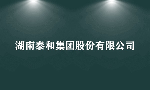 湖南泰和集团股份有限公司
