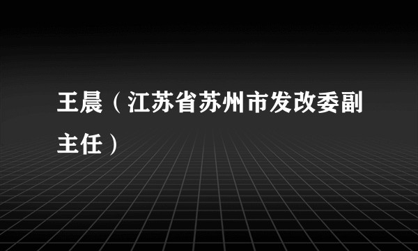 王晨（江苏省苏州市发改委副主任）