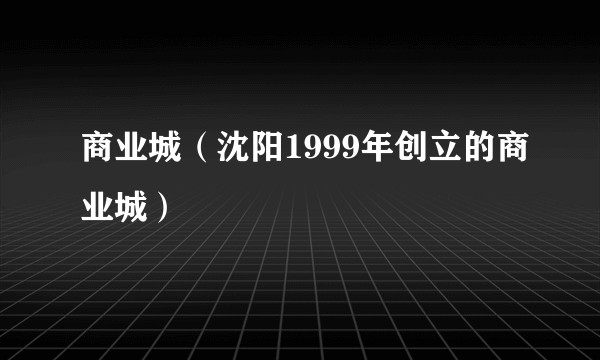 商业城（沈阳1999年创立的商业城）