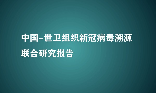 中国-世卫组织新冠病毒溯源联合研究报告