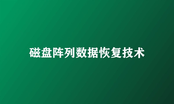 磁盘阵列数据恢复技术
