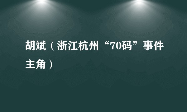 胡斌（浙江杭州“70码”事件主角）