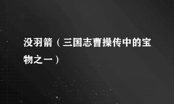 没羽箭（三国志曹操传中的宝物之一）