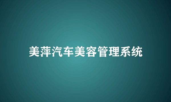 美萍汽车美容管理系统
