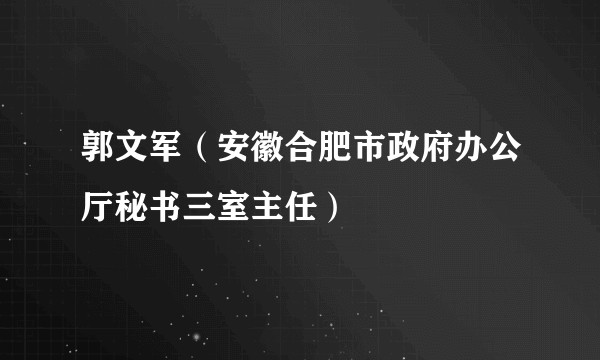 郭文军（安徽合肥市政府办公厅秘书三室主任）