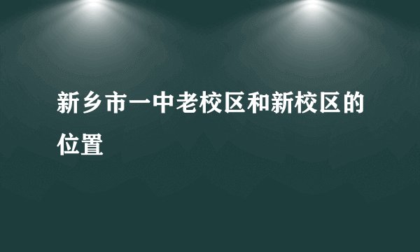 新乡市一中老校区和新校区的位置