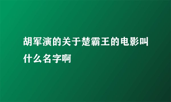 胡军演的关于楚霸王的电影叫什么名字啊