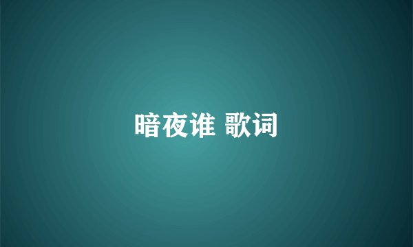 暗夜谁 歌词