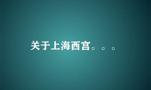 关于上海西宫。。。