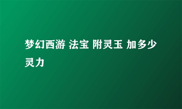梦幻西游 法宝 附灵玉 加多少灵力