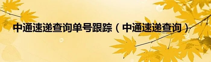 中通速递查询单号跟踪（中通速递查询）