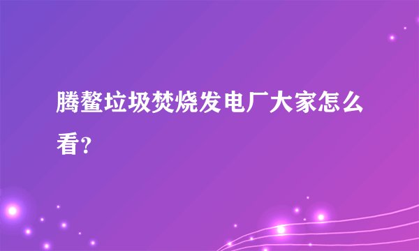 腾鳌垃圾焚烧发电厂大家怎么看？