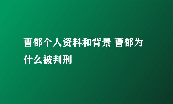 曹郁个人资料和背景 曹郁为什么被判刑