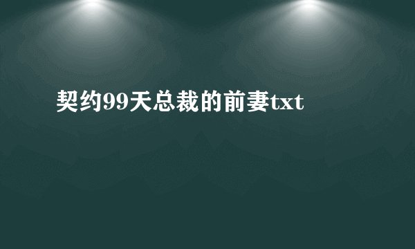 契约99天总裁的前妻txt