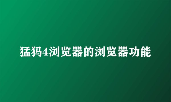 猛犸4浏览器的浏览器功能