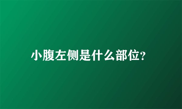 小腹左侧是什么部位？