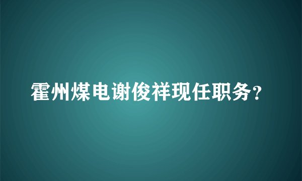 霍州煤电谢俊祥现任职务？