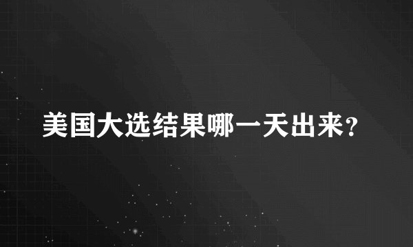 美国大选结果哪一天出来？
