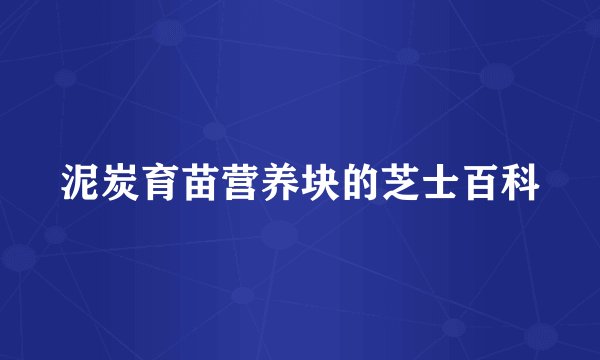泥炭育苗营养块的芝士百科