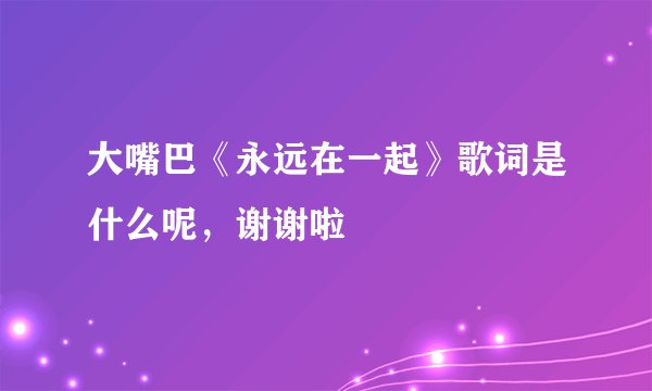 大嘴巴《永远在一起》歌词是什么呢，谢谢啦