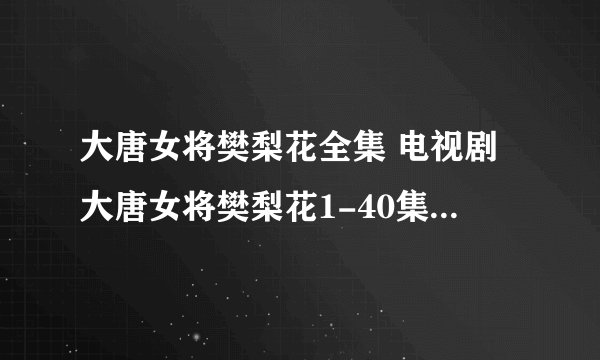 大唐女将樊梨花全集 电视剧大唐女将樊梨花1-40集在线观看
