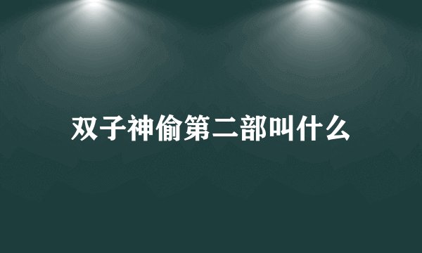 双子神偷第二部叫什么