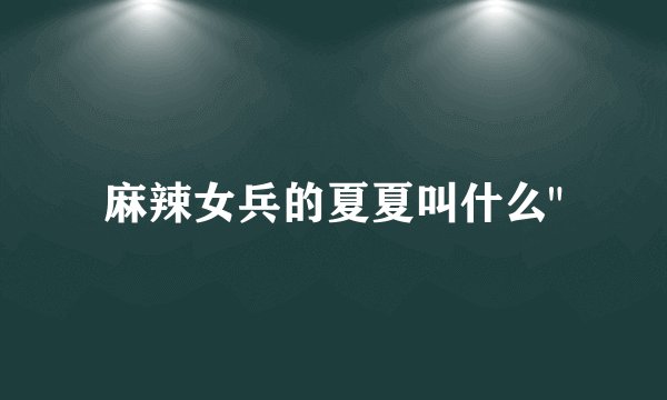 麻辣女兵的夏夏叫什么