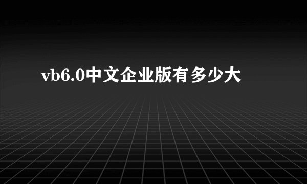 vb6.0中文企业版有多少大