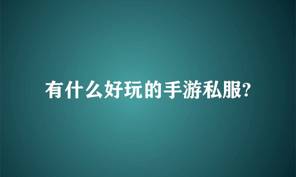 有什么好玩的手游私服?