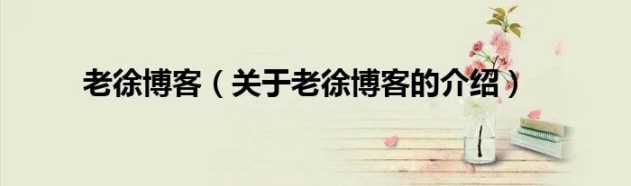老徐博客（关于老徐博客的介绍）