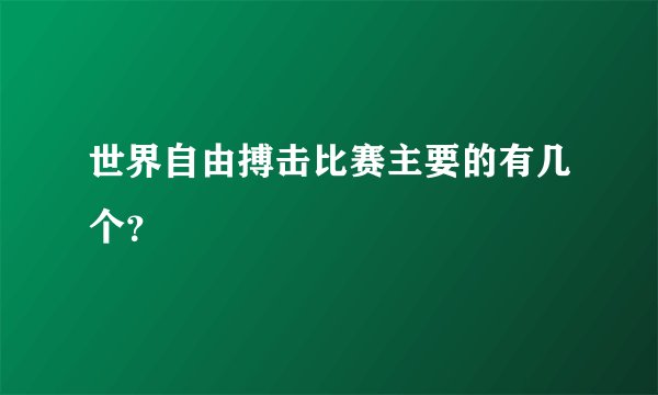 世界自由搏击比赛主要的有几个？