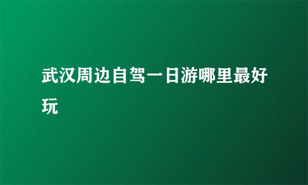 武汉周边自驾一日游哪里最好玩