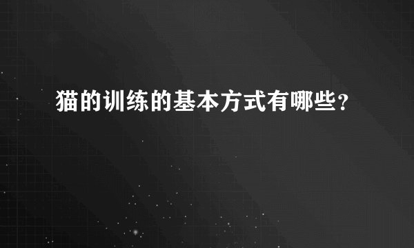猫的训练的基本方式有哪些？