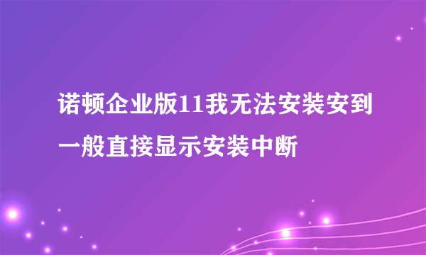 诺顿企业版11我无法安装安到一般直接显示安装中断