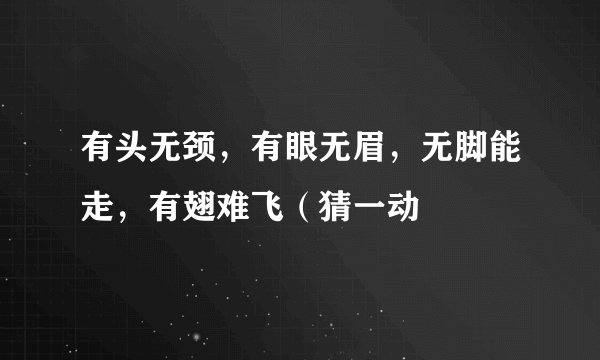 有头无颈，有眼无眉，无脚能走，有翅难飞（猜一动