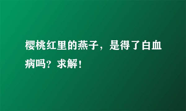 樱桃红里的燕子，是得了白血病吗？求解！