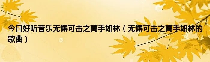 今日好听音乐无懈可击之高手如林（无懈可击之高手如林的歌曲）