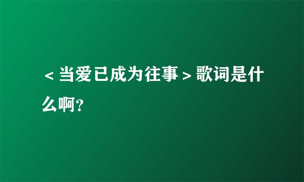 ＜当爱已成为往事＞歌词是什么啊？