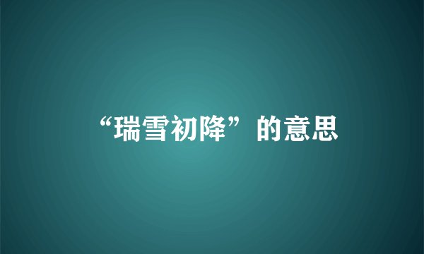 “瑞雪初降”的意思