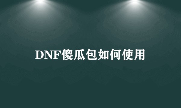 DNF傻瓜包如何使用