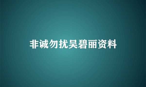 非诚勿扰吴碧丽资料