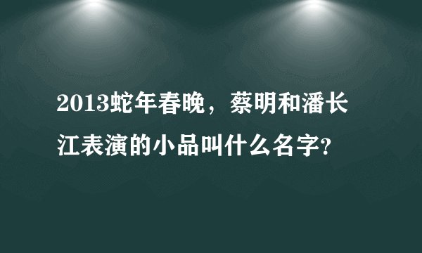 2013蛇年春晚,蔡明和潘长江表演的小品叫什么名字?