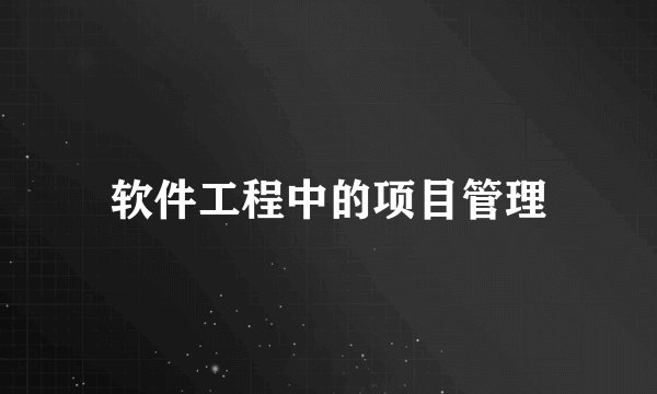 软件工程中的项目管理