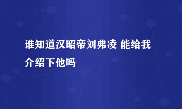 谁知道汉昭帝刘弗凌 能给我介绍下他吗