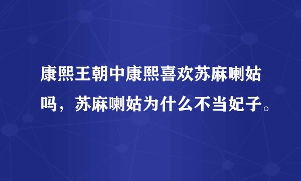 康熙王朝中康熙喜欢苏麻喇姑吗，苏麻喇姑为什么不当妃子。