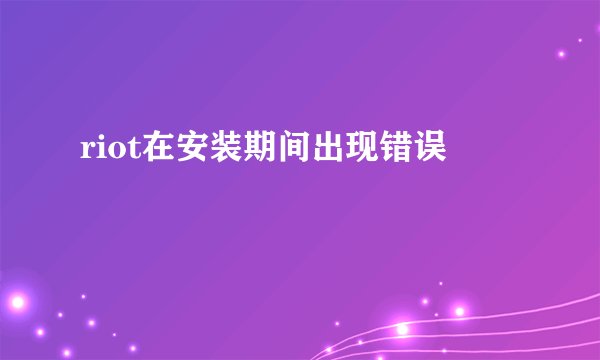 riot在安装期间出现错误